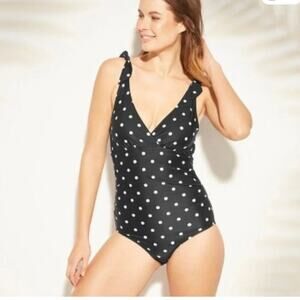 Merona Black Polka Dot One-Piece Swimsuit
